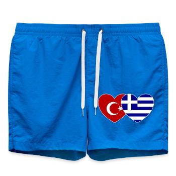 Turkey Greece Flag Heart - Swim Trunks - cobalt blue - Front