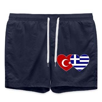 Turkey Greece Flag Heart - Swim Trunks - french navy - Front - AI Model Male 185 light (185cm)