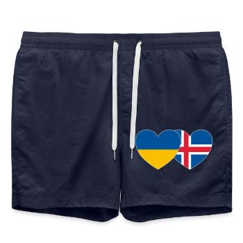 Ukraine Islande Drapeau Cœur - Short de bain - bleu marine - Devant - AI Model Male 185 light (185cm)