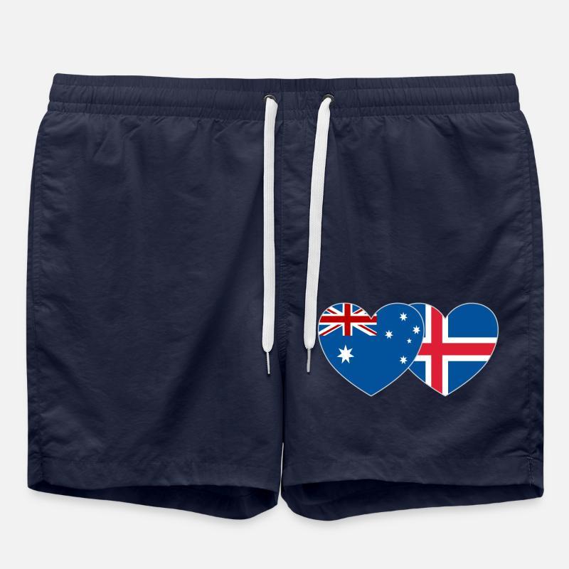 Australia Iceland Flag Heart - Swim Trunks - french navy