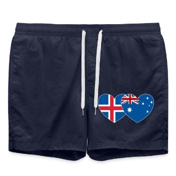Iceland Australia Flag Heart - Swim Trunks - french navy - Front - AI Model Male 185 light (185cm)