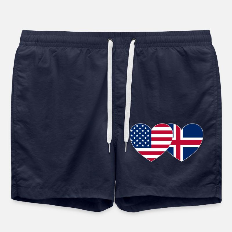 États-Unis Islande Flag Heart - Short de bain - bleu marine