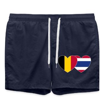 Belgique Thaïlande Flag Heart - Short de bain - bleu marine - Devant - AI Model Male 185 light (185cm)