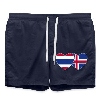 Thaïlande Islande Flag Heart - Short de bain - bleu marine - Devant - AI Model Male 185 light (185cm)