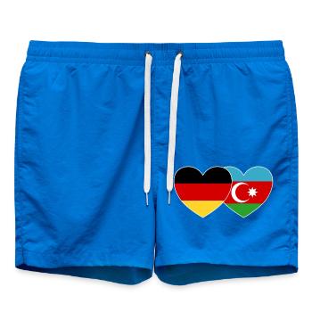 Germany Azerbaijan Flag Heart - Swim Trunks - cobalt blue - Front