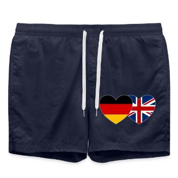 Germany United Kingdom Flag Heart - Swim Trunks - french navy - Front - AI Model Male 185 light (185cm)