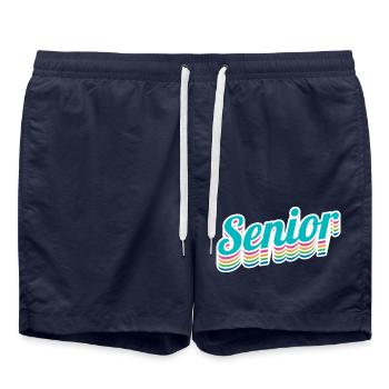 Senior - Student Class Retro Graduation Party Gift - Swim Trunks - french navy - Front - AI Model Male 185 light (185cm)