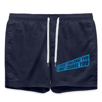 Séance d’entraînement Fitness Motivation Citation - Short de bain - bleu marine - Devant - AI Model Male 185 light (185cm)