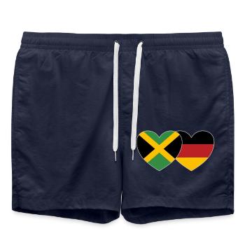 Jamaika Deutschland Flagge Herz - Badeshorts - French Navy - Vorne - AI Model Male 185 light (185cm)