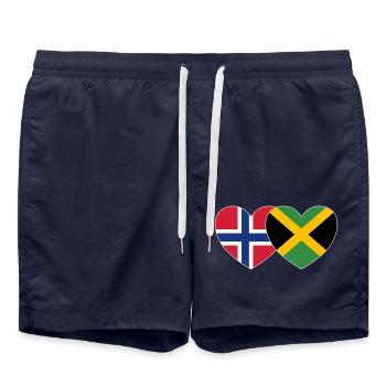 Norwegen Jamaika Flagge Herz - Badeshorts - French Navy - Vorne - AI Model Male 185 light (185cm)