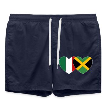 Italie Jamaïque Drapeau Coeur - Short de bain - bleu marine - Devant - AI Model Male 185 light (185cm)