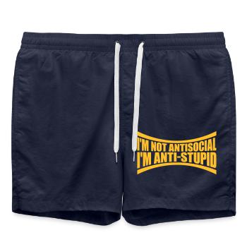 pas antisocial anti-stupide - Short de bain - bleu marine - Devant - AI Model Male 185 light (185cm)