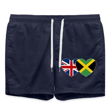 Great Britain Jamaica Flag Heart - Swim Trunks - french navy - Front - AI Model Male 185 light (185cm)