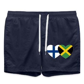 Finlande Jamaïque Flag Heart - Short de bain - bleu marine - Devant - AI Model Male 185 light (185cm)