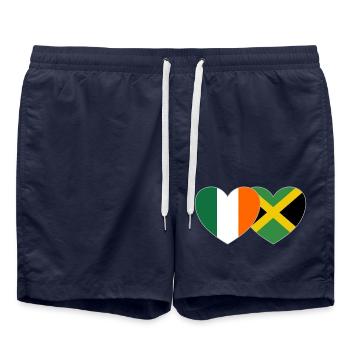 Irland Jamaika Flagge Herz - Badeshorts - French Navy - Vorne - AI Model Male 185 light (185cm)