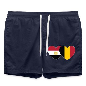 Egypte Belgique Drapeau Coeur - Short de bain - bleu marine - Devant - AI Model Male 185 light (185cm)
