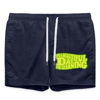 beautiful day for learning - Swim Trunks - french navy - Front - AI Model Male 185 light (185cm)