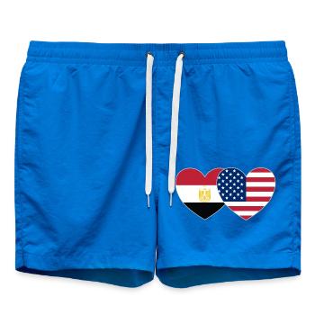 Egypt USA Flag Heart - Swim Trunks - cobalt blue - Front