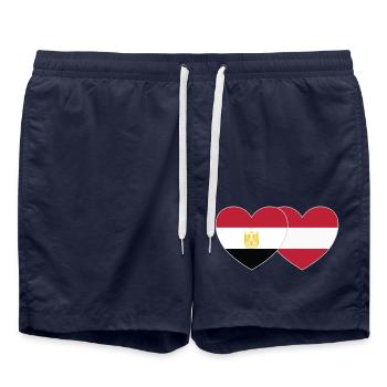 Egypte Autriche Drapeau Coeur - Short de bain - bleu marine - Devant - AI Model Male 185 light (185cm)
