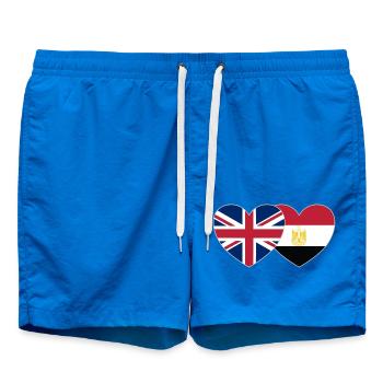 Great Britain Egypt Flag Heart - Swim Trunks - cobalt blue - Front