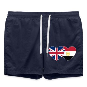 Great Britain Egypt Flag Heart - Swim Trunks - french navy - Front - AI Model Male 185 light (185cm)