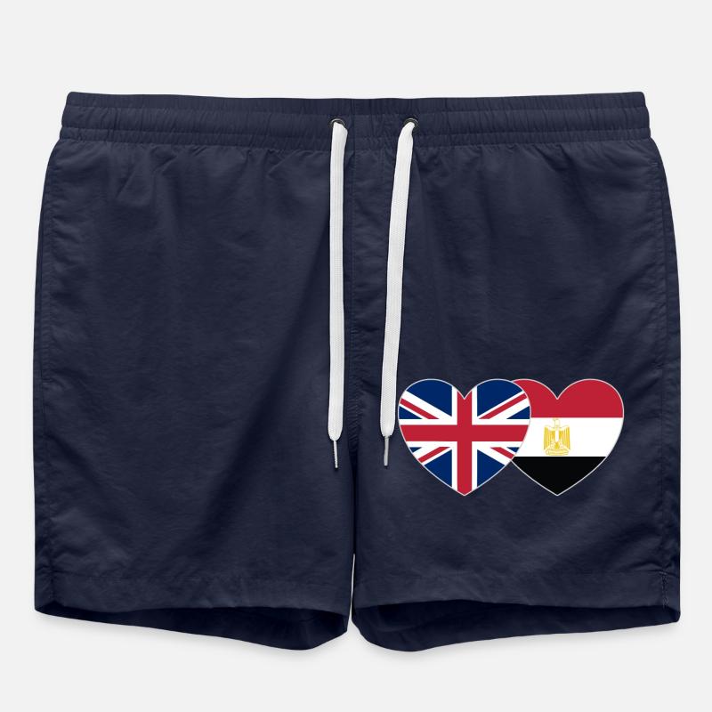 Great Britain Egypt Flag Heart - Swim Trunks - french navy