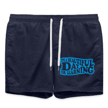 beautiful day for learning - Swim Trunks - french navy - Front - AI Model Male 185 light (185cm)