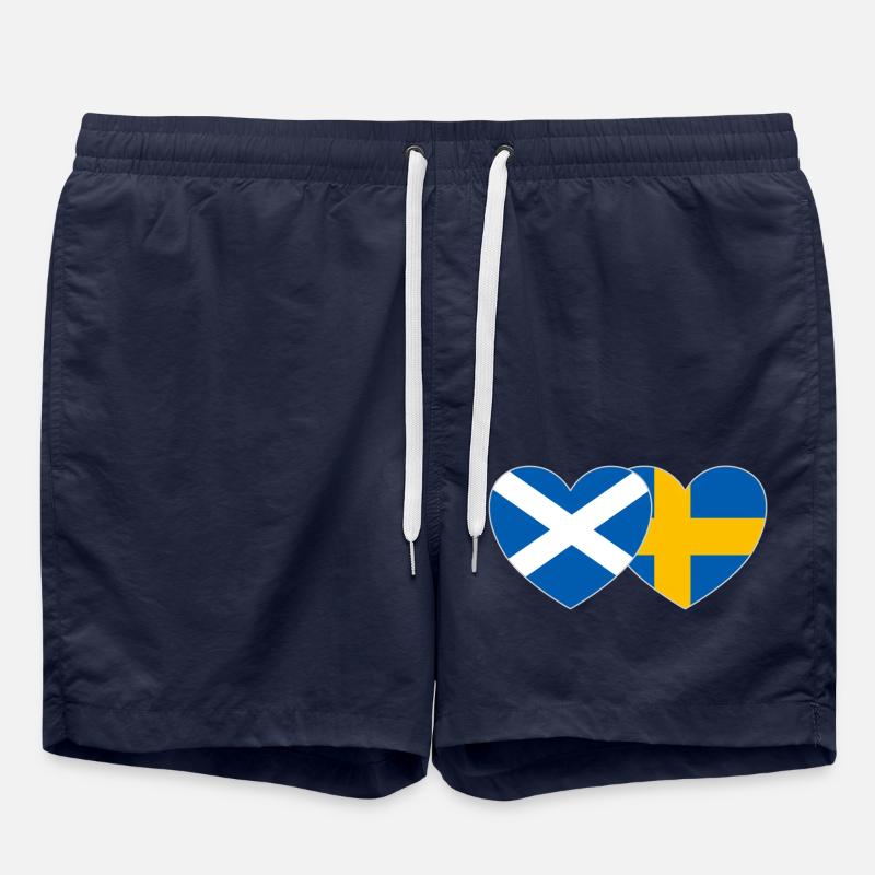 Ecosse Suède Drapeau Large Coeur - Short de bain - bleu marine