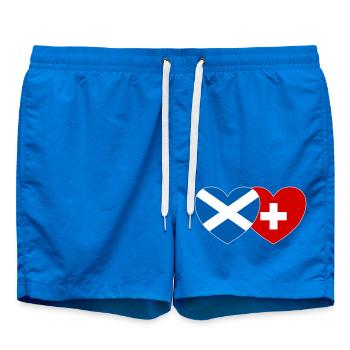 Scotland Switzerland Flag Heart - Swim Trunks - cobalt blue - Front