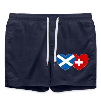Ecosse Suisse Flag Heart - Short de bain - bleu marine - Devant - AI Model Male 185 light (185cm)