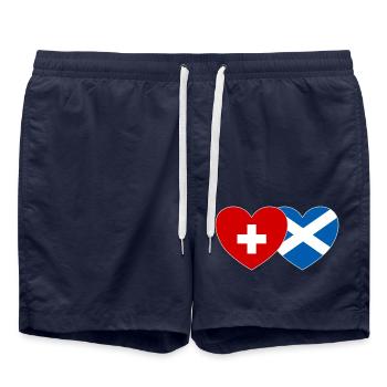 Switzerland Scotland Flag Heart - Swim Trunks - french navy - Front - AI Model Male 185 light (185cm)