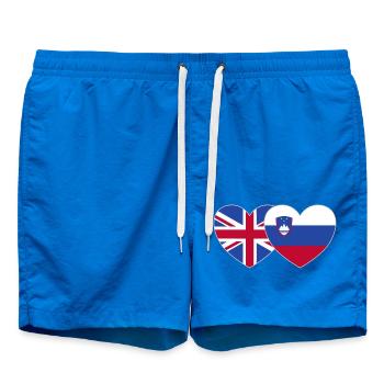 Great Britain Slovenia Flag Heart - Swim Trunks - cobalt blue - Front