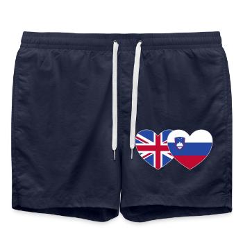 Grande-Bretagne Slovénie Drapeau Coeur - Short de bain - bleu marine - Devant - AI Model Male 185 light (185cm)