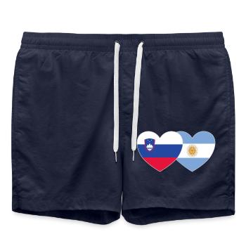 Slovenia Argentina Flag Heart - Swim Trunks - french navy - Front - AI Model Male 185 light (185cm)