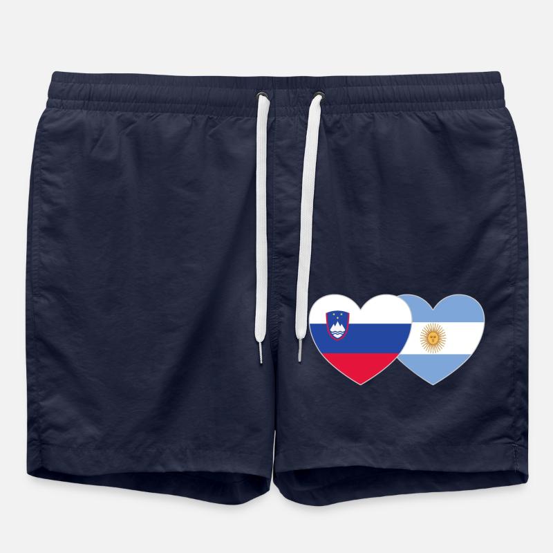 Slovenia Argentina Flag Heart - Swim Trunks - french navy