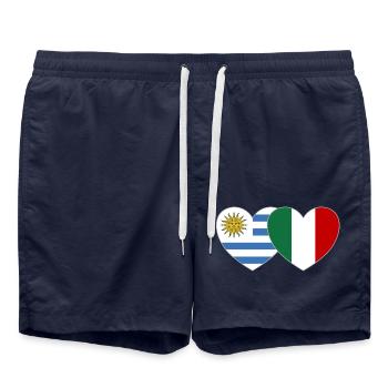 Uruguay Italien Flagge Herz - Badeshorts - French Navy - Vorne - AI Model Male 185 light (185cm)