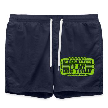 only talking to dog - Swim Trunks - french navy - Front - AI Model Male 185 light (185cm)