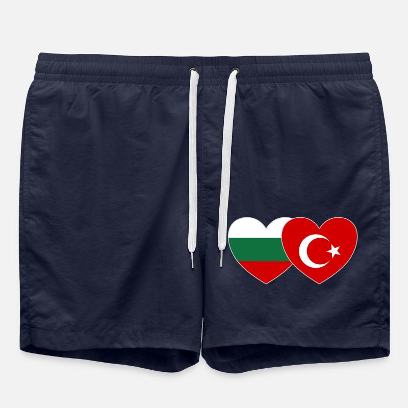 Bulgarie Turquie Drapeau Cœur - Short de bain - bleu marine