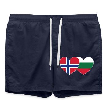Norwegen Bulgarien Flagge Herz - Badeshorts - French Navy - Vorne - AI Model Male 185 light (185cm)