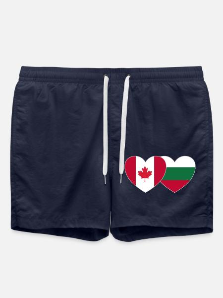 Canada Bulgaria Flag Heart - Swim Trunks - french navy