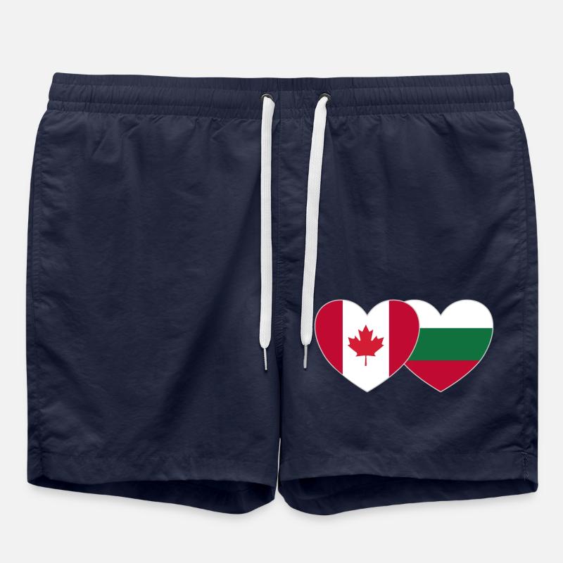 Canada Bulgarie Flag Heart - Short de bain - bleu marine