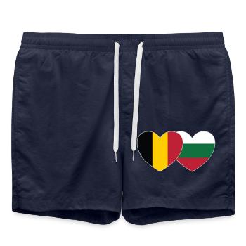 Belgien Bulgarien Flagge Herz - Badeshorts - French Navy - Vorne - AI Model Male 185 light (185cm)