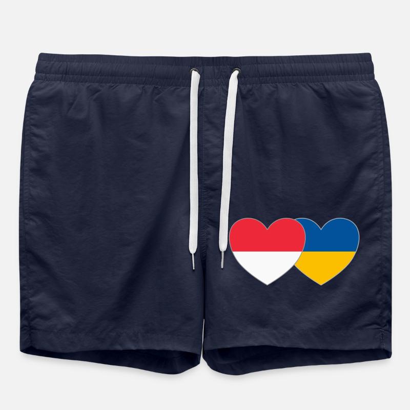 Indonésie Ukraine Flag Heart - Short de bain - bleu marine