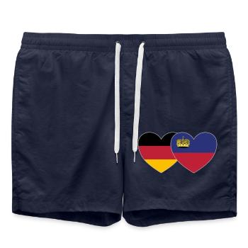 Allemagne Lichtenstein Flag Heart - Short de bain - bleu marine - Devant - AI Model Male 185 light (185cm)