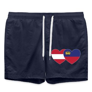 Autriche Liechtenstein Drapeau Coeur - Short de bain - bleu marine - Devant - AI Model Male 185 light (185cm)