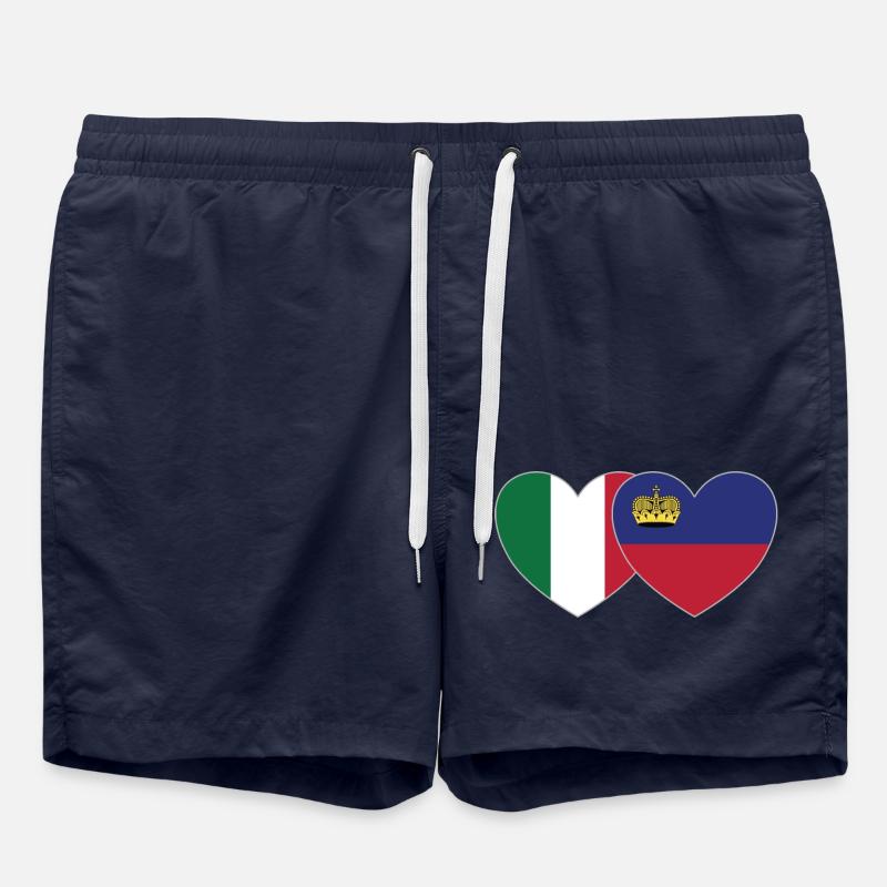 Italie Liechtenstein Drapeau Coeur - Short de bain - bleu marine