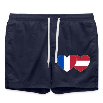 France Austria Flag Heart - Swim Trunks - french navy - Front - AI Model Male 185 light (185cm)