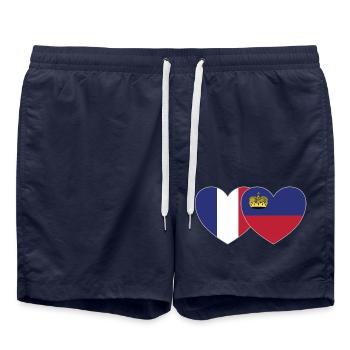 Drapeau de la France Liechtenstein Cœur - Short de bain - bleu marine - Devant - AI Model Male 185 light (185cm)