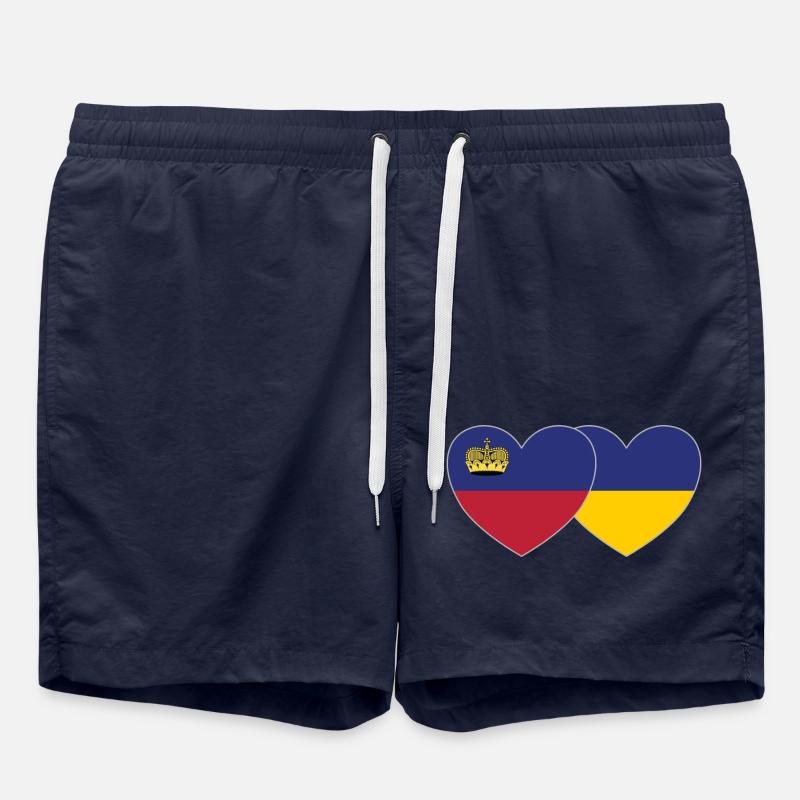 Liechtenstein Ukraine Flag Heart - Swim Trunks - french navy