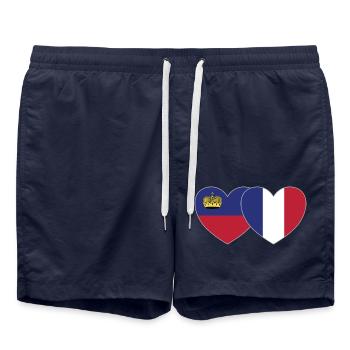 Liechtenstein France Drapeau Coeur - Short de bain - bleu marine - Devant - AI Model Male 185 light (185cm)